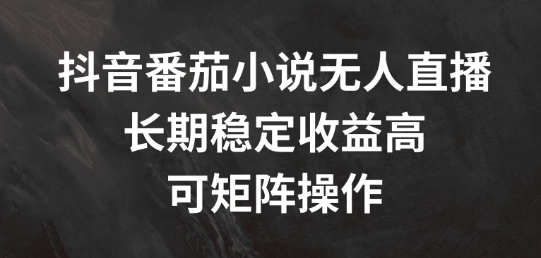 抖音番茄小说无人直播，长期稳定收益高，可矩阵操作-咖脉互联