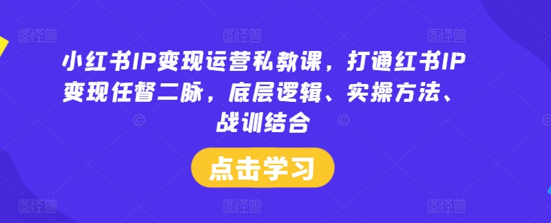 小红书IP变现运营私教课，打通红书IP变现任督二脉，底层逻辑、实操方法、战训结合-咖脉互联