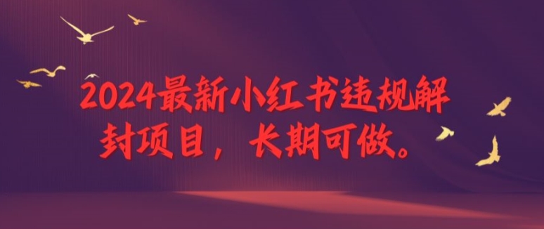 2024最新小红书违规解封项目，长期可做，一个可以做到退休的项目-咖脉互联