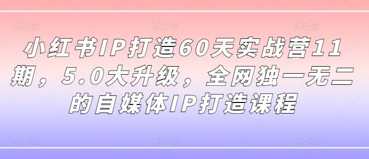 小红书IP打造60天实战营11期，5.0大升级，全网独一无二的自媒体IP打造课程-咖脉互联