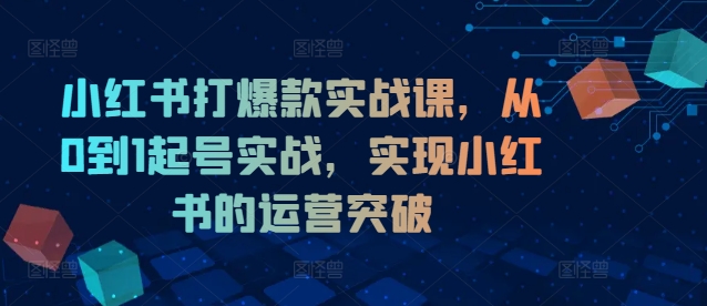 小红书打爆款实战课，从0到1起号实战，实现小红书的运营突破-咖脉互联