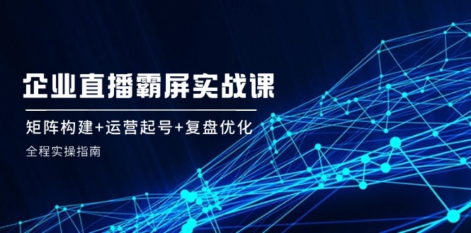 （12338期）企 业 直 播 霸 屏实战课：矩阵构建+运营起号+复盘优化，全程实操指南-咖脉互联