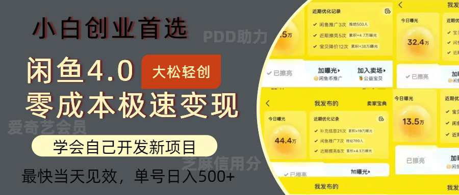 （12434期）闲鱼0成本极速变现项目，多种变现方式 单号日入500+最新玩法-咖脉互联