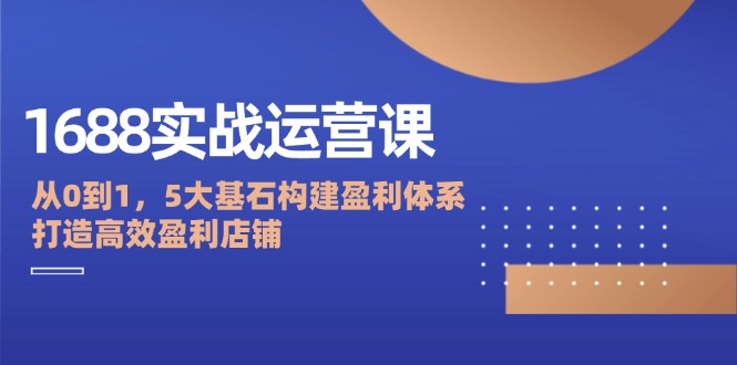 （12482期）1688实战运营课：从0到1，5大基石构建盈利体系，打造高效盈利店铺-咖脉互联