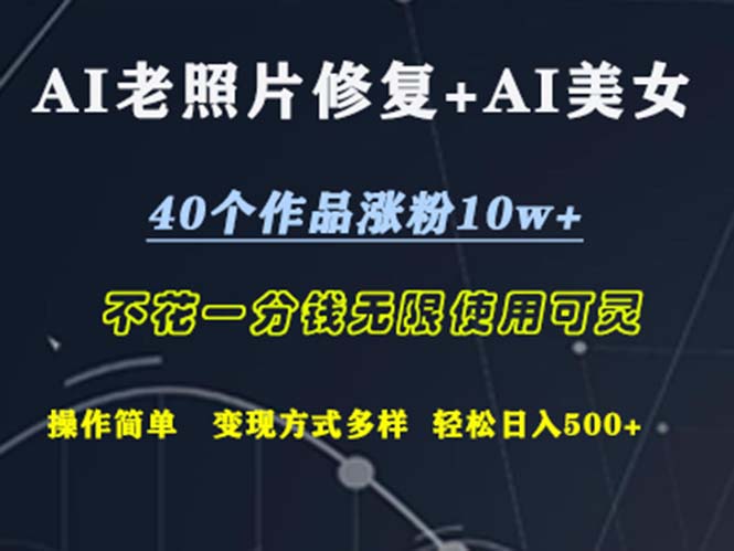 （12489期）AI老照片修复+AI美女玩发  40个作品涨粉10w+  不花一分钱使用可灵  操…-咖脉互联