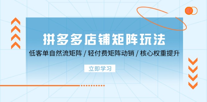 拼多多店铺矩阵玩法：低客单自然流矩阵 / 轻付费矩阵 动销 / 核心权重提升-咖脉互联