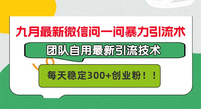 （12735期）九月最新微信问一问暴力引流术，团队自用引流术，每天稳定300+创…-咖脉互联