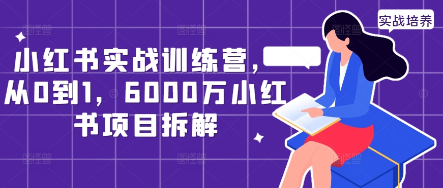 小红书实战训练营，从0到1，6000万小红书项目拆解-咖脉互联