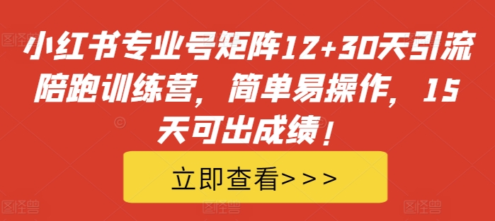 小红书专业号矩阵12+30天引流陪跑训练营，简单易操作，15天可出成绩!-咖脉互联