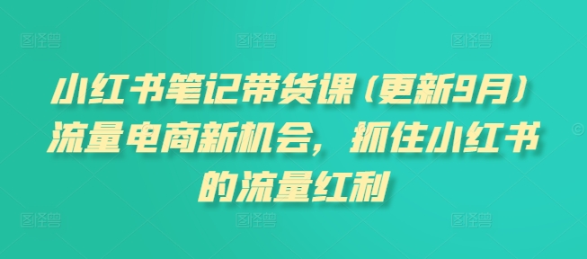 小红书笔记带货课(更新10月)流量电商新机会，抓住小红书的流量红利-咖脉互联