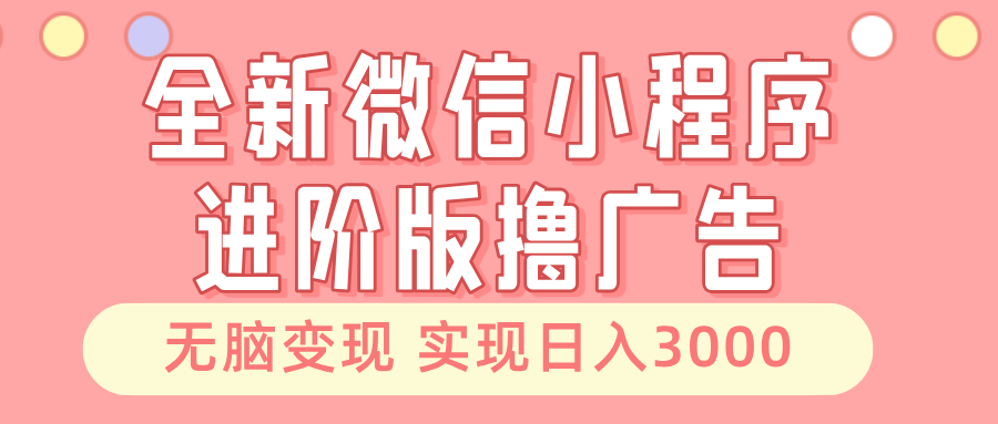 （13197期）全新微信小程序进阶版撸广告 无脑变现睡后也有收入 日入3000＋-咖脉互联