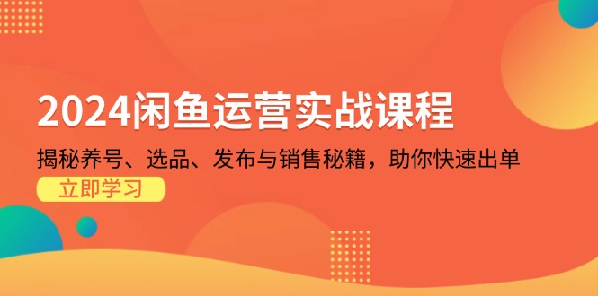 （13290期）2024闲鱼运营实战课程：揭秘养号、选品、发布与销售秘籍，助你快速出单-咖脉互联