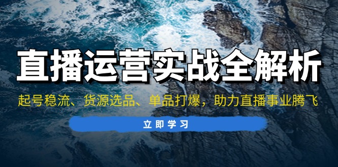 （13294期）直播运营实战全解析：起号稳流、货源选品、单品打爆，助力直播事业腾飞-咖脉互联