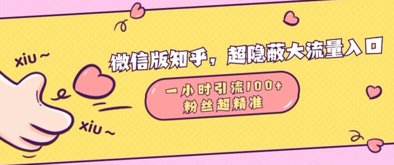 微信版知乎，超隐蔽流量入口1小时引流100人，粉丝质量超高-咖脉互联