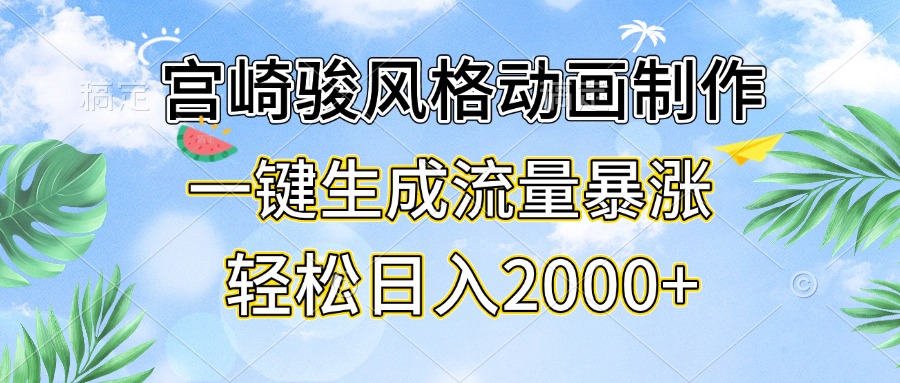 （13386期）宫崎骏风格动画制作，一键生成流量暴涨，轻松日入2000+-咖脉互联