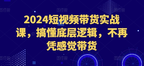 2024短视频带货实战课，搞懂底层逻辑，不再凭感觉带货-咖脉互联