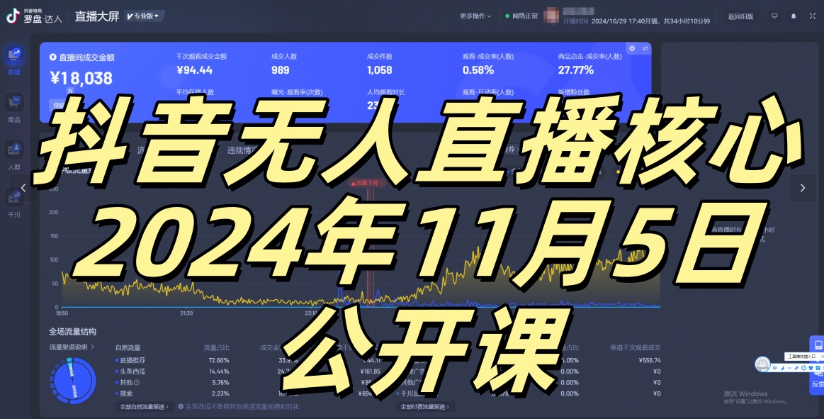 抖音无人直播核心公开课，咸鱼翻身小白可做带有睡后收入月入过万太简单【揭秘】-咖脉互联