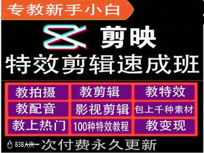 剪映特效教程和运营变现教程，特效剪辑速成班，专教新手小白-咖脉互联