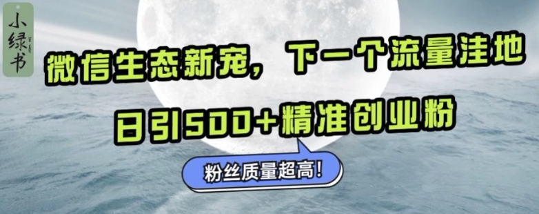 微信生态新宠小绿书：下一个流量洼地，日引500+精准创业粉，粉丝质量超高-咖脉互联