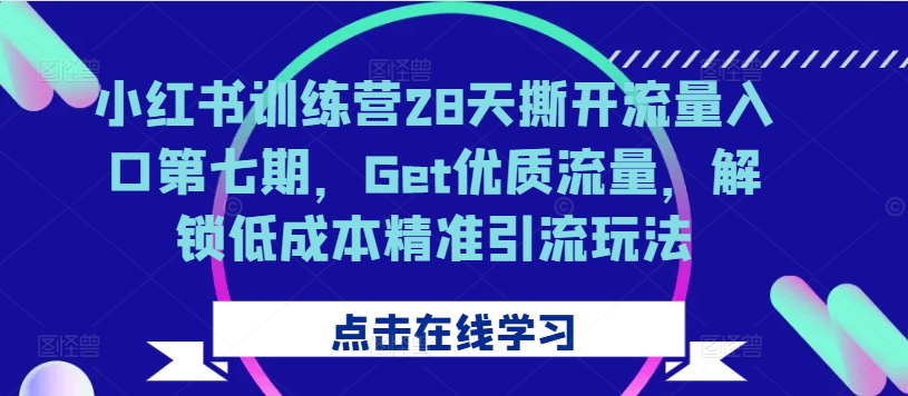 小红书训练营28天撕开流量入口第七期，Get优质流量，解锁低成本精准引流玩法-咖脉互联