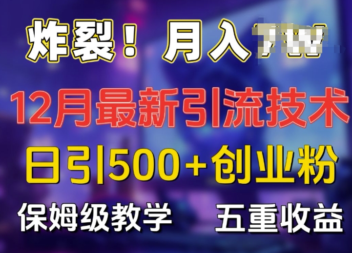 炸裂!揭秘12月最新日引流500+精准创业粉，多重收益保姆级教学-咖脉互联