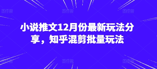 小说推文12月份最新玩法分享，知乎混剪批量玩法-咖脉互联