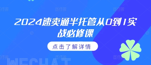 2024速卖通半托管从0到1实战必修课，掌握通投广告打法、熟悉速卖通半托管的政策细节-咖脉互联