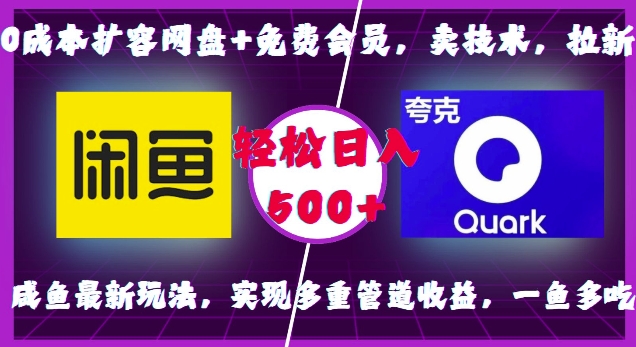 0成本扩容网盘+免费会员，卖技术，拉新，咸鱼最新玩法，实现多重管道收益，一鱼多吃，轻松日入500+-咖脉互联