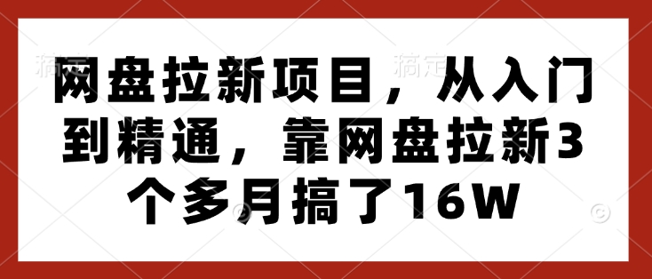 网盘拉新项目，从入门到精通，靠网盘拉新3个多月搞了16W-咖脉互联