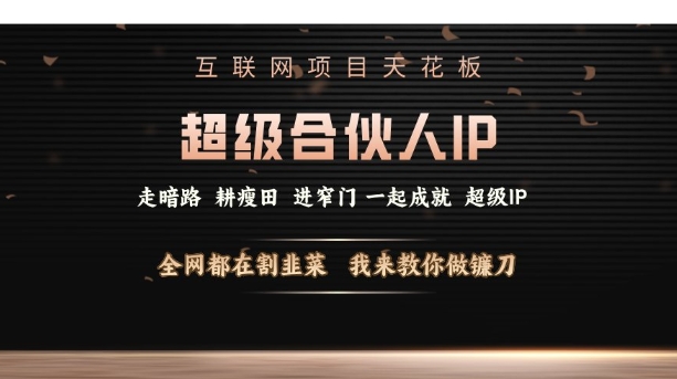 互联网项目天花板，超级合伙人IP，全网都在割韭菜，我来教你做镰刀【仅揭秘】-咖脉互联