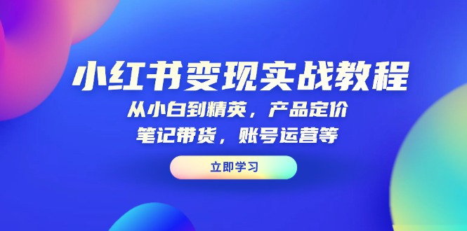 小红书变现实战教程：从小白到精英，产品定价，笔记带货，账号运营等-咖脉互联