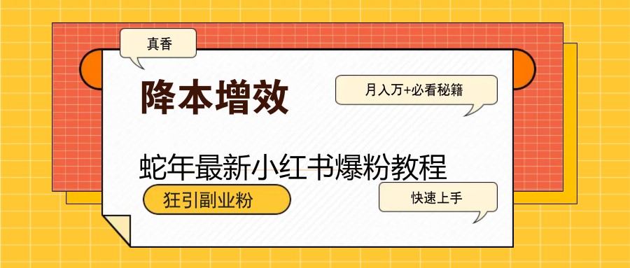 蛇年最新小红书爆粉教程，狂引副业粉，月入万+必看-咖脉互联