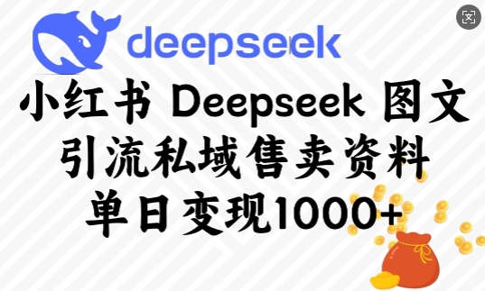 小红书Deepseek图文引流私域售卖资料，单日变现多张-咖脉互联