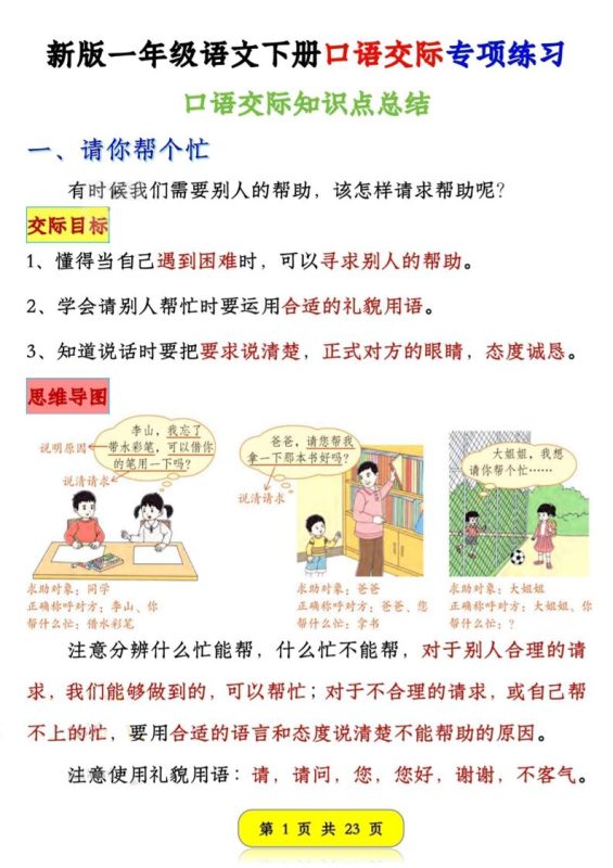 新一下语文口语交际专项练习(23页)-咖脉互联