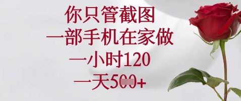你只管截图，一部手机在家做，苹果安卓都可以，一小时120，一天5张+【揭秘】-咖脉互联