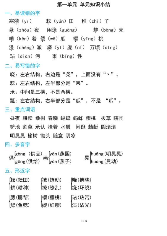 语文五年级下册期中复习知识要点-咖脉互联