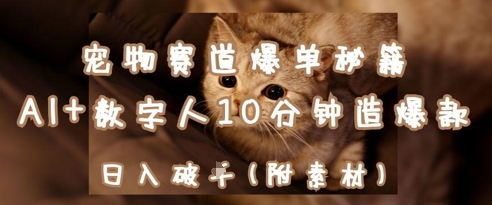 宠物赛道爆单秘籍：AI+数字人10分钟造爆款，日入1k-咖脉互联
