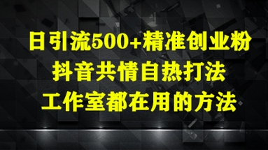 日引流500+精准创业粉，抖音共情自热打法，工作室都在用的方法-咖脉互联