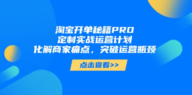 淘宝开单秘籍PRO，定制实战运营计划，化解商家痛点，突破运营瓶颈-咖脉互联
