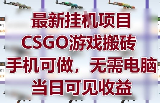 最新挂G项目，CSGO游戏搬砖，手机可做，无需电脑，当日见收益【揭秘】-咖脉互联