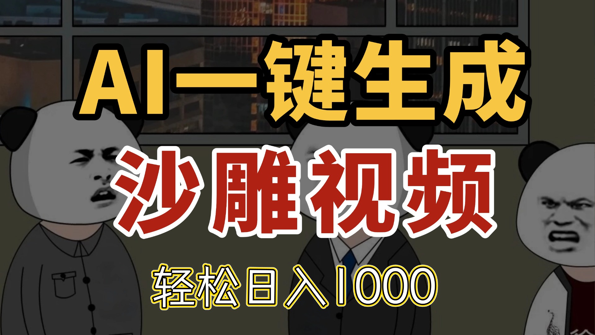 AI一键生成沙雕视频，一条视频千万播放，轻松日入1000-咖脉互联