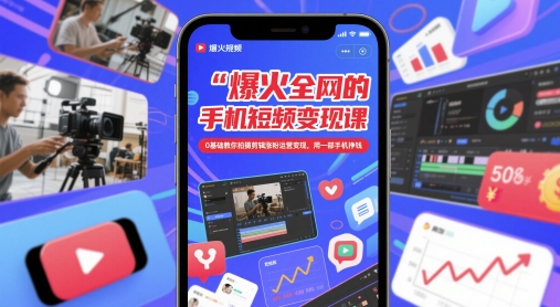 爆火全网的手机短视频变现课，0基础教你拍摄剪辑涨粉运营变现，用一部手机挣钱-咖脉互联