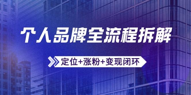 个人品牌全流程拆解：定位+涨粉+变现闭环，微信生态运营与资源整合-咖脉互联