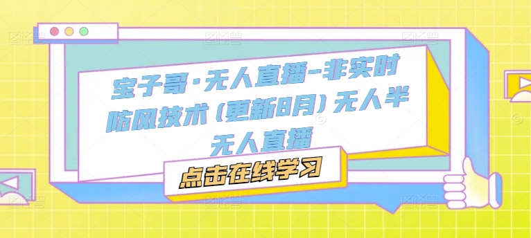 宝子哥·无人直播-非实时防风技术(更新25年5月)无人半无人直播-咖脉互联