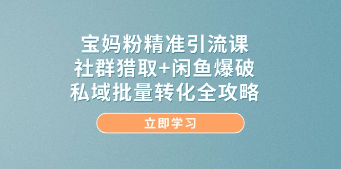 宝妈粉精准引流课，社群猎取+闲鱼爆破，私域批量转化全攻略-咖脉互联