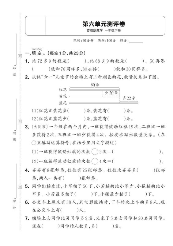 新一下苏教版数学第六单元测试卷(含答案)-咖脉互联