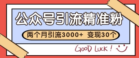 公众号精准粉引流玩法，2个月3000+精准粉，变现30个W【揭秘】-咖脉互联
