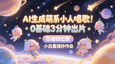 AI生成萌系小人唱歌，0基础3分钟出片，28个作品涨粉8.9W，单条最高19W赞，日入四位数，小白直接抄作业-咖脉互联