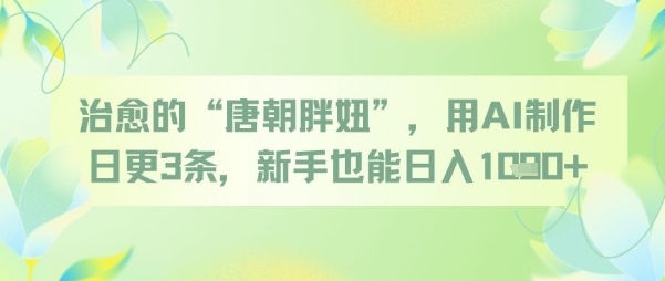 治愈的“唐朝胖妞”，用AI制作日更3条，新手也能日入多张-咖脉互联