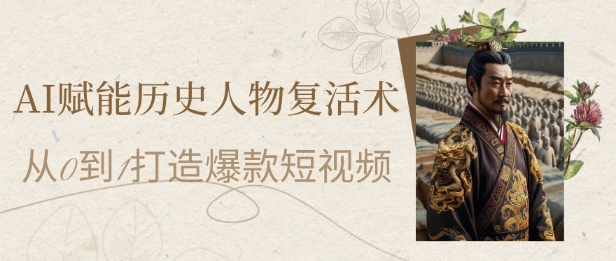 AI赋能历史人物复活术：从0到1打造爆款短视频，7天涨粉10W，小白也能月入过1W-咖脉互联